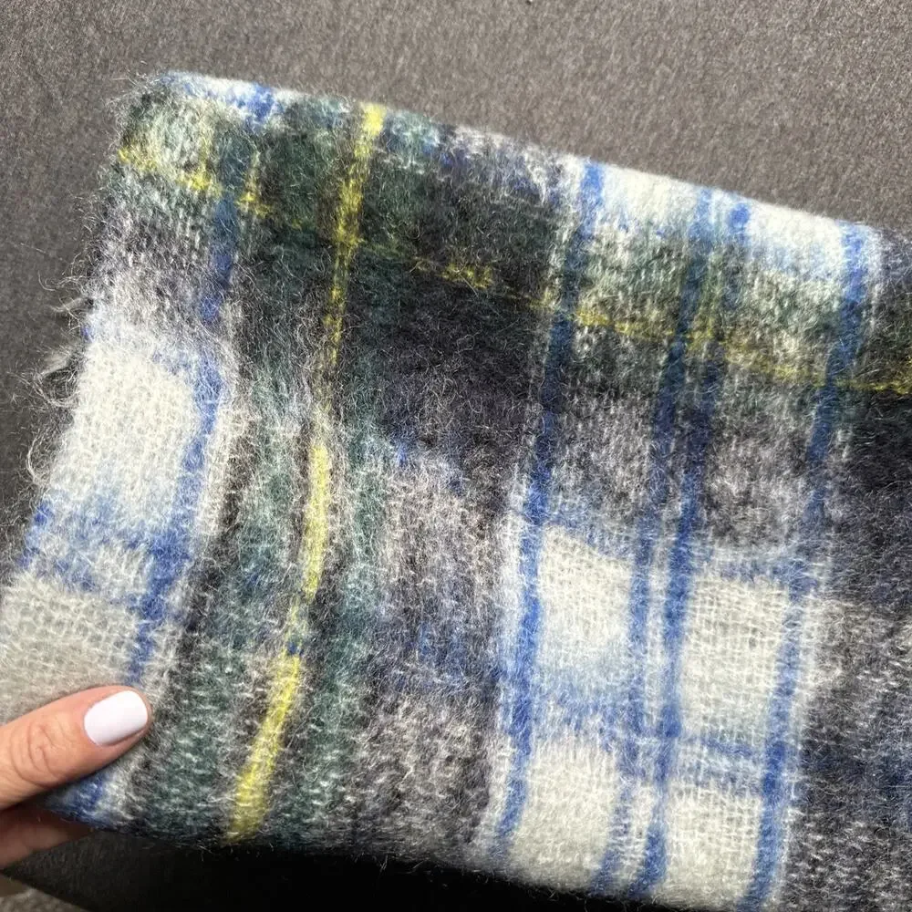 Vintage Glentana Scotland Mohair Wool Shawl Scarf 72x17 Fringe Gordon Tartan